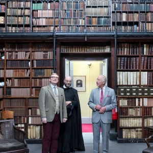King Charles III in the Birmingham Oratory library of Cardinal Newman