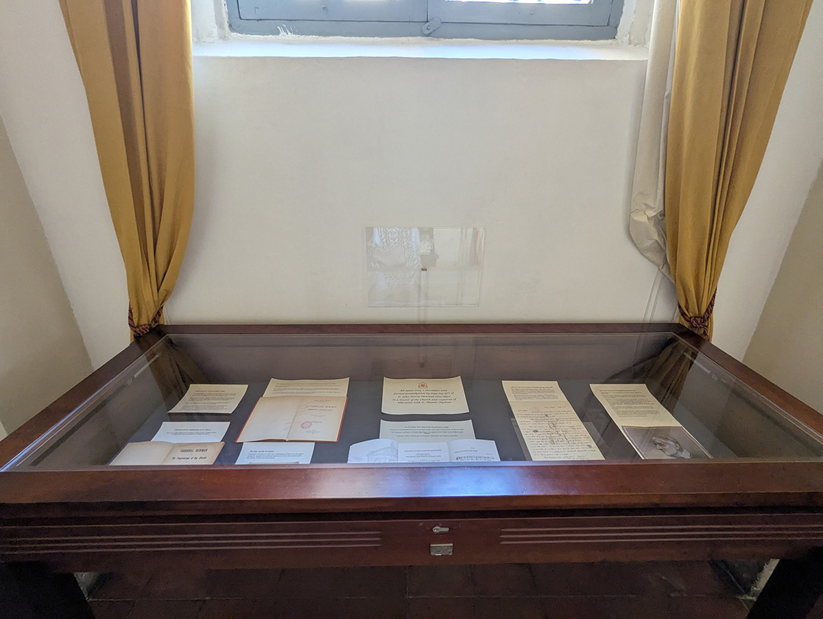 Newman artifacts on display at the Venerable English College